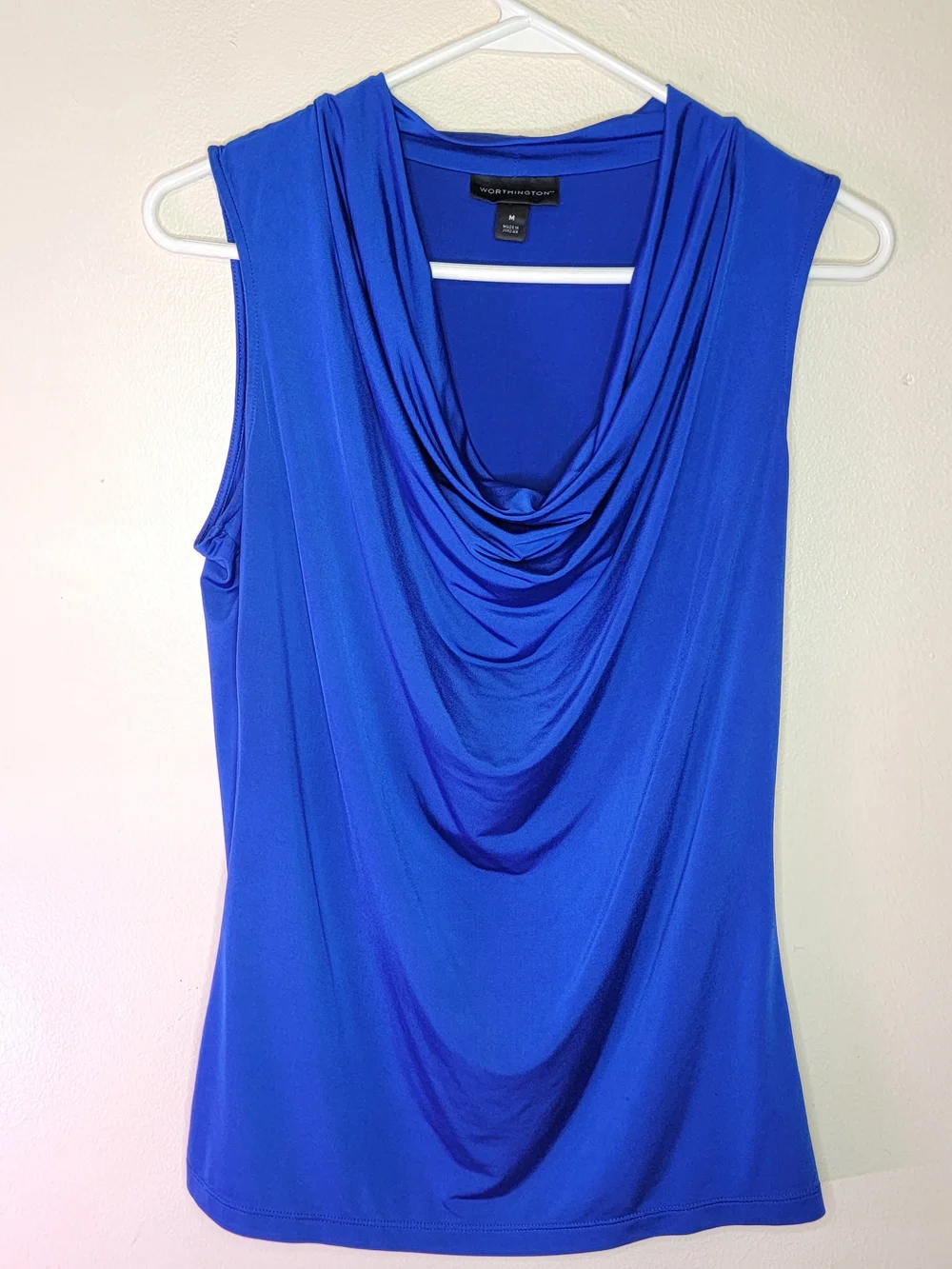 Worthington Cowl Neck Sleeveless Top in Royal Blue Lightweight Size Medium - Picture 2 of 6